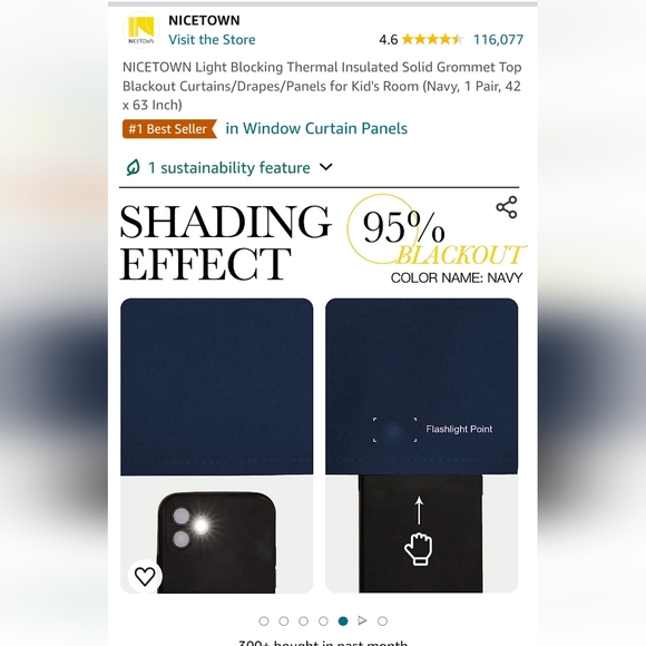 *set of 4 panels (2 pair)* EUC navy curtains, 42 x 63in - Picture 6 of 9